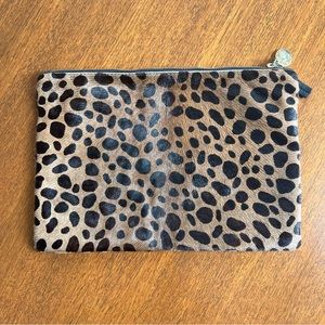 Clare V. Pony hair Animal Print Clutch